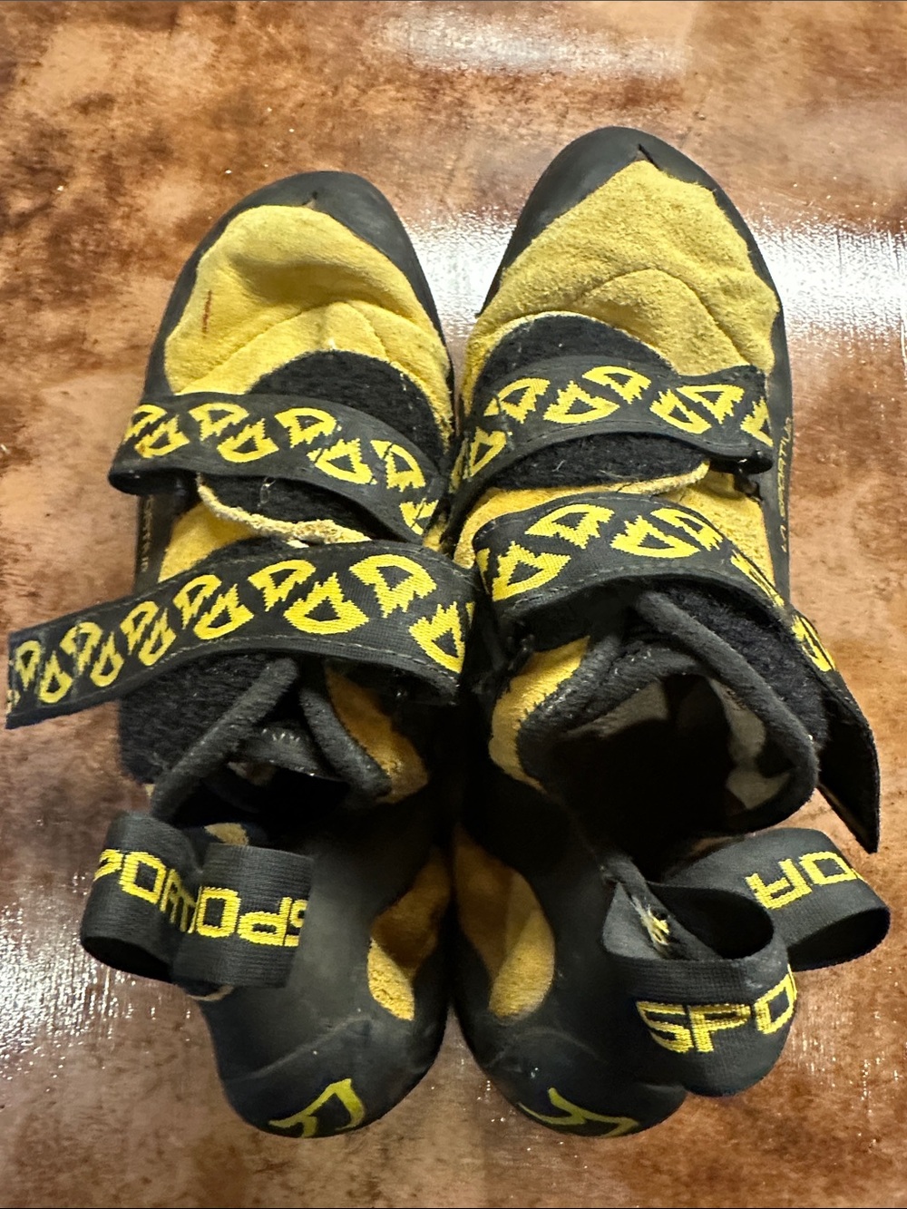 La Sportiva Yellow and Black Climbing Shoes